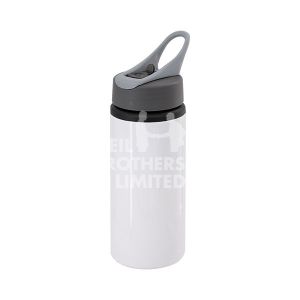 Aluminium 600ml Sport Bottle with Straw & Handle Lid White