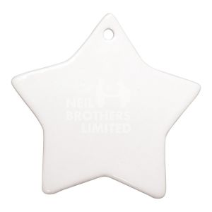 Ceramic Ornament Star 3'' with gold string