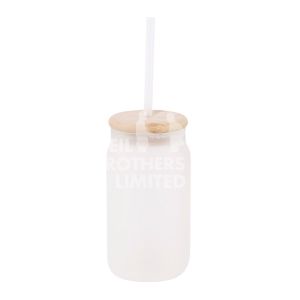 400ml Frosted Glass with Bamboo Lid